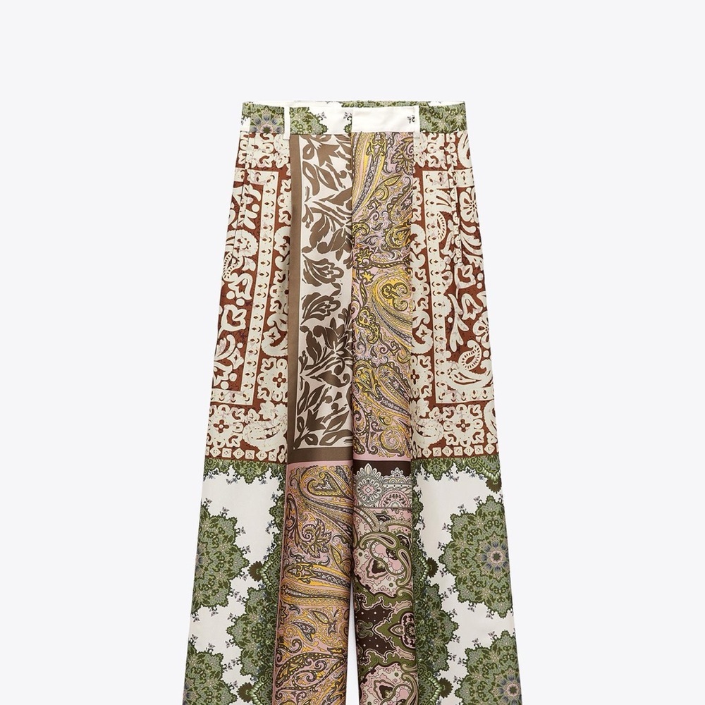 Zara Bohemian Patchwork wide leg pants